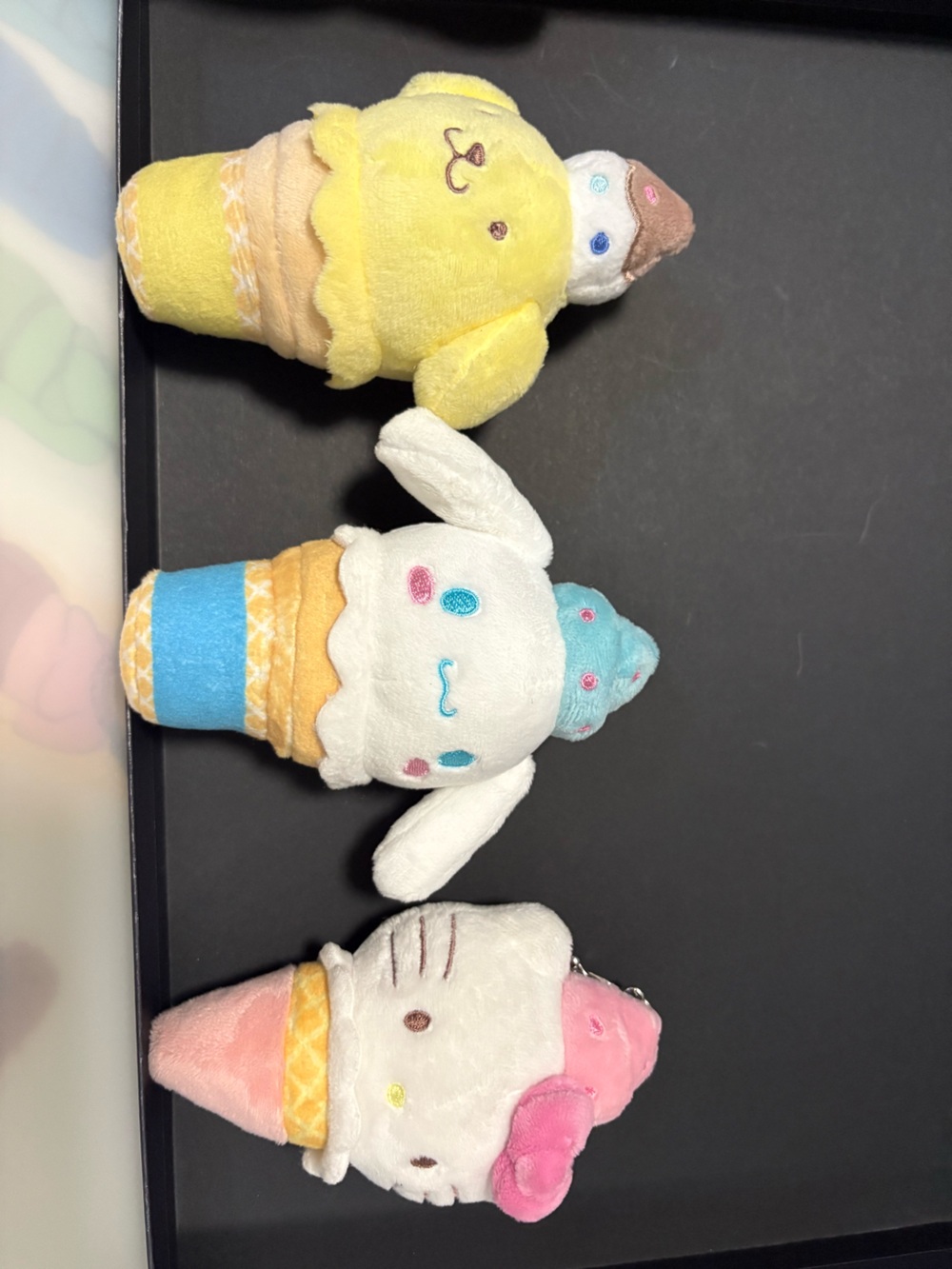 Sanrio Plush Ice Cream Bag Charms Bundle of 3
